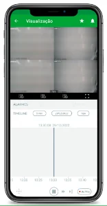 Câmeras de segurança sendo exibidas ao vivo no app iSIC Lite