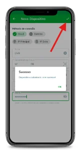 Formulário do iSIC Lite preenchido com dados do DVR, pronto para salvar