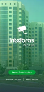 Tela inicial do app iSIC Lite com botão Acessar Conta Intelbras